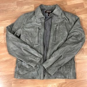 Danier light gray genuine leather jacket in medium